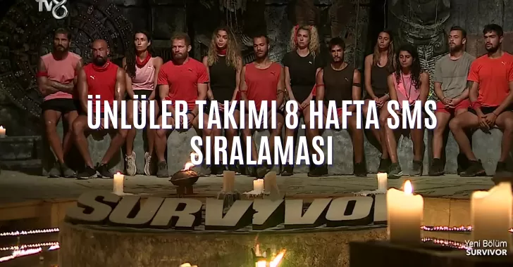 Ünlüler Takımı 8.Hafta Sms Sıralaması